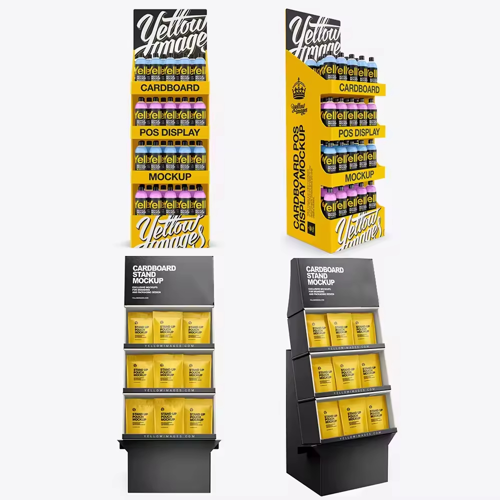 Free Sample POS Paper Display Shelf Ideal for Car Accessories Display and Beverage Food Decoration Purposes